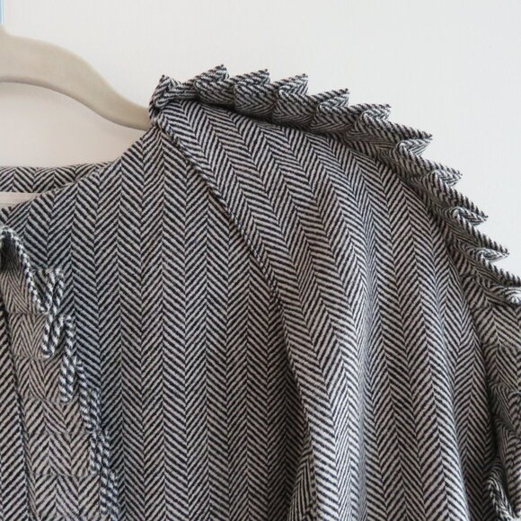 BANANA REPUBLIC X OLIVIA PALERMO Herringbone Ruffle Cape Academia Wool Blend XS - Picture 7 of 16